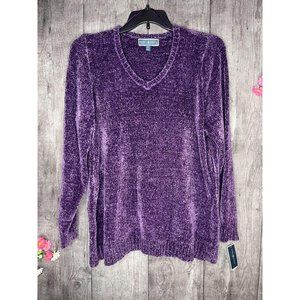 NEW Karen Scott Plus Chenille Purple Sweater 2X